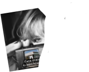 black-and-white image of the author holding up a 'Tru-Vue' device just below her eyes, with colored images from the video 
centered in the device's two lenses